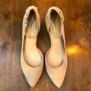 Antonio Melani beige suede ankle strap pumps 11